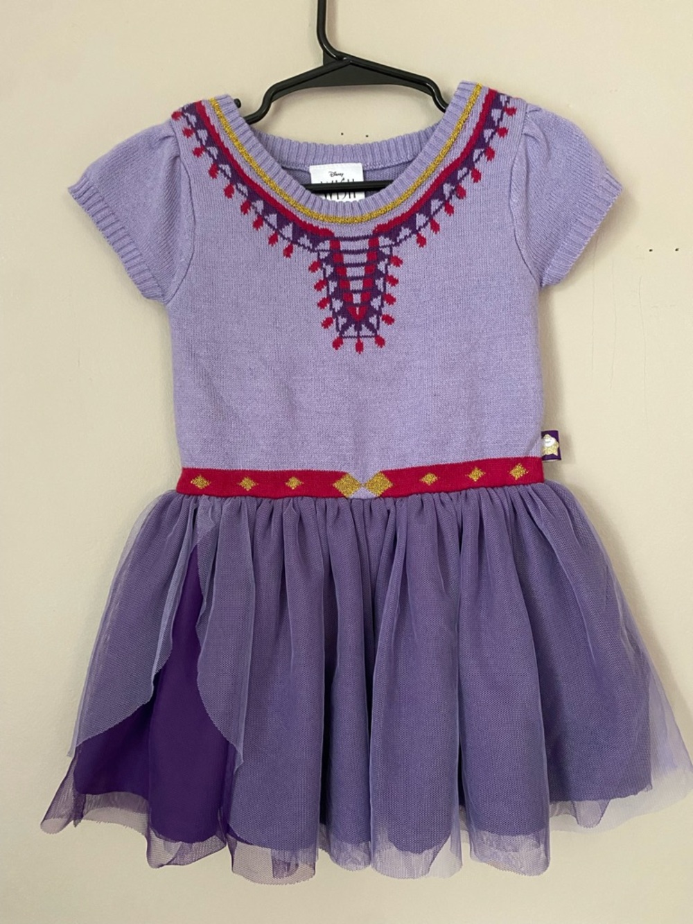 Disney WISH Lavender Purple Red Patterned Knit Dress Up Dress
